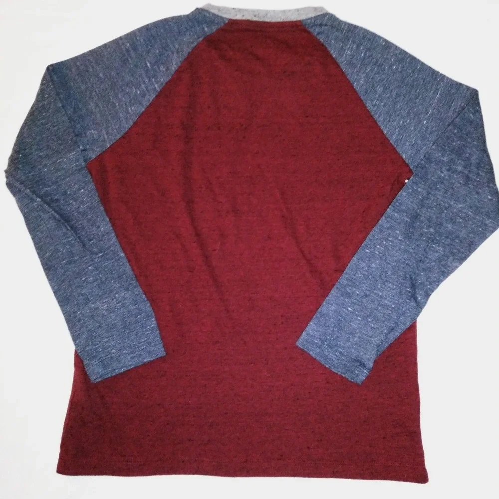 Old Navy Kids Long Sleeve Baseball Tee Burgundy Grey‎ Size L 10 12